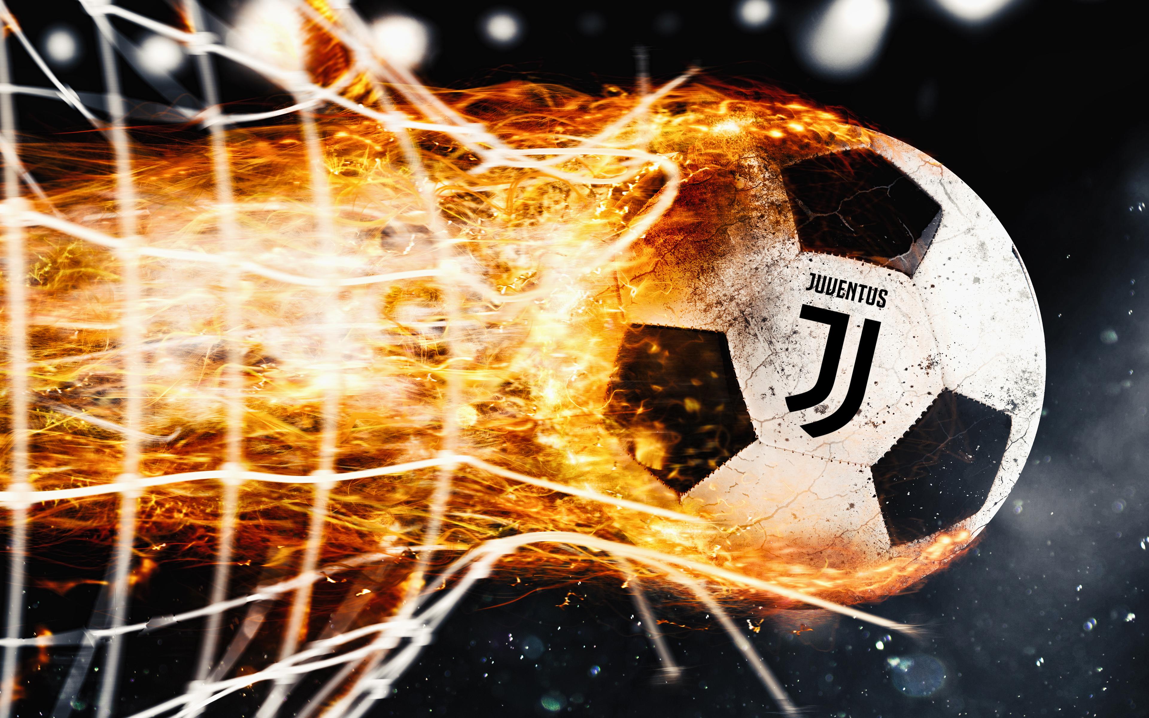 Soccer ball in ring of fire on black background Desktop wallpapers 1920x1200