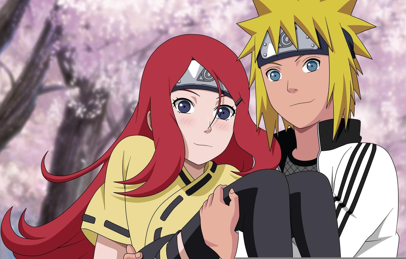 1332x850 Wallpaper girl, love, red hair, anime, blue eyes, boy, blonde, ninja, manga, children, shinobi, naruto shippuden, minato, uzumaki, kushina, logo konohagakure no sato image for desktop, section сёнэн