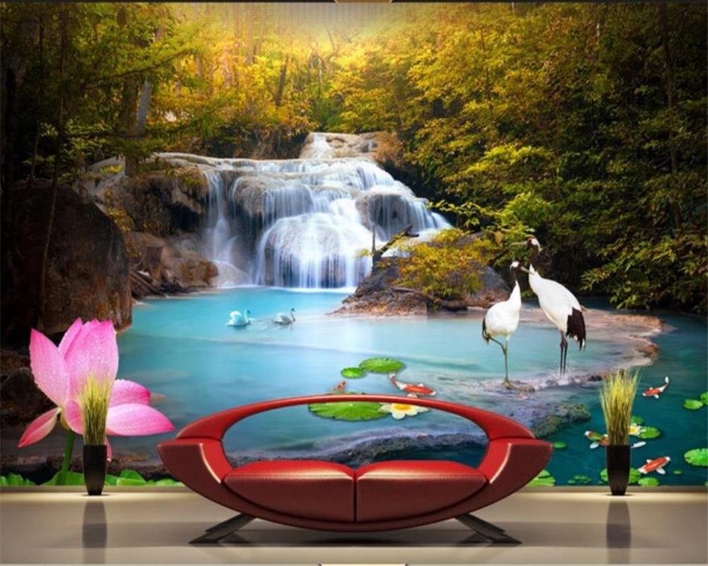 1000x800 3D Mural Wallpaper Beautiful Landscape Painting Fine Water Long Stream Natural Scenery Romantic Scenery Decorative Wallpaper From Yunlin $13.02