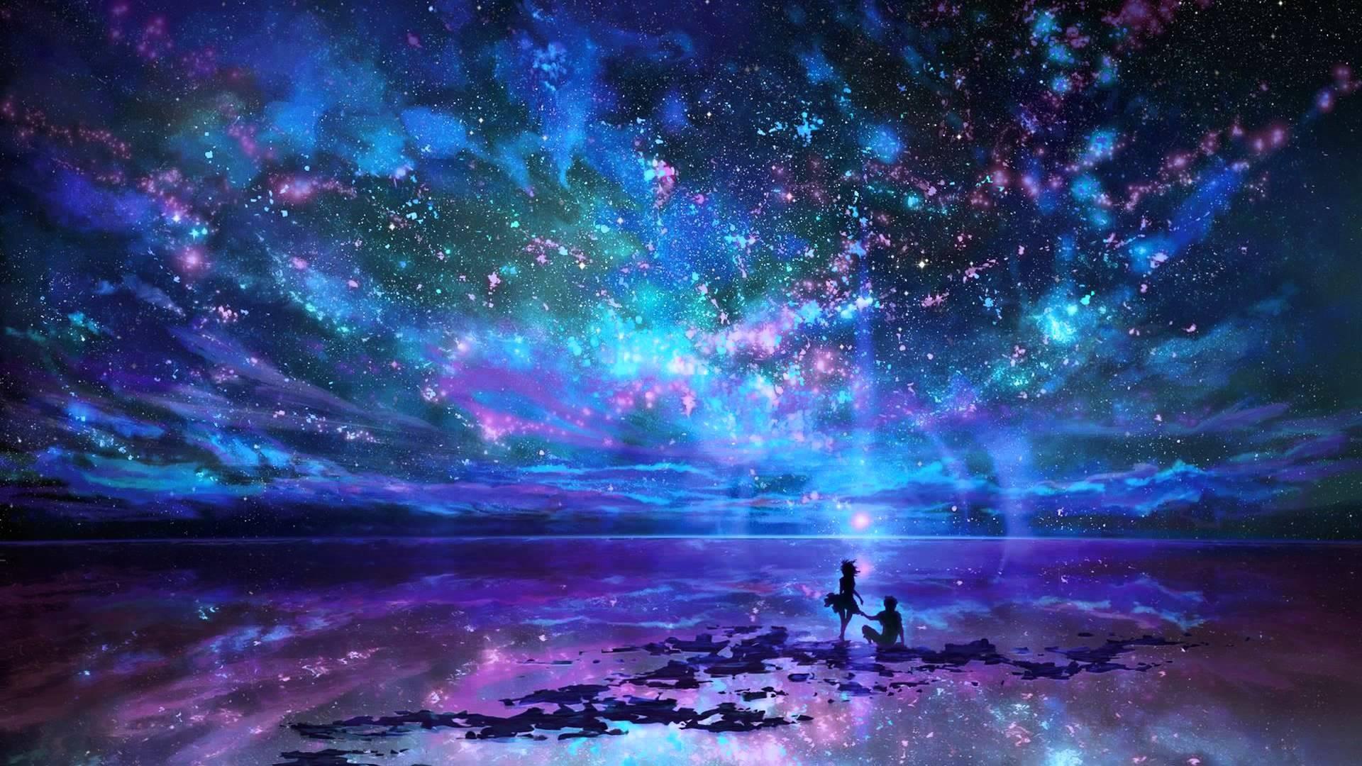 1920x1080 Space Sea Artwork Fantasy Art Stars Sea Fantasy Art Wallpaper:1920x1080