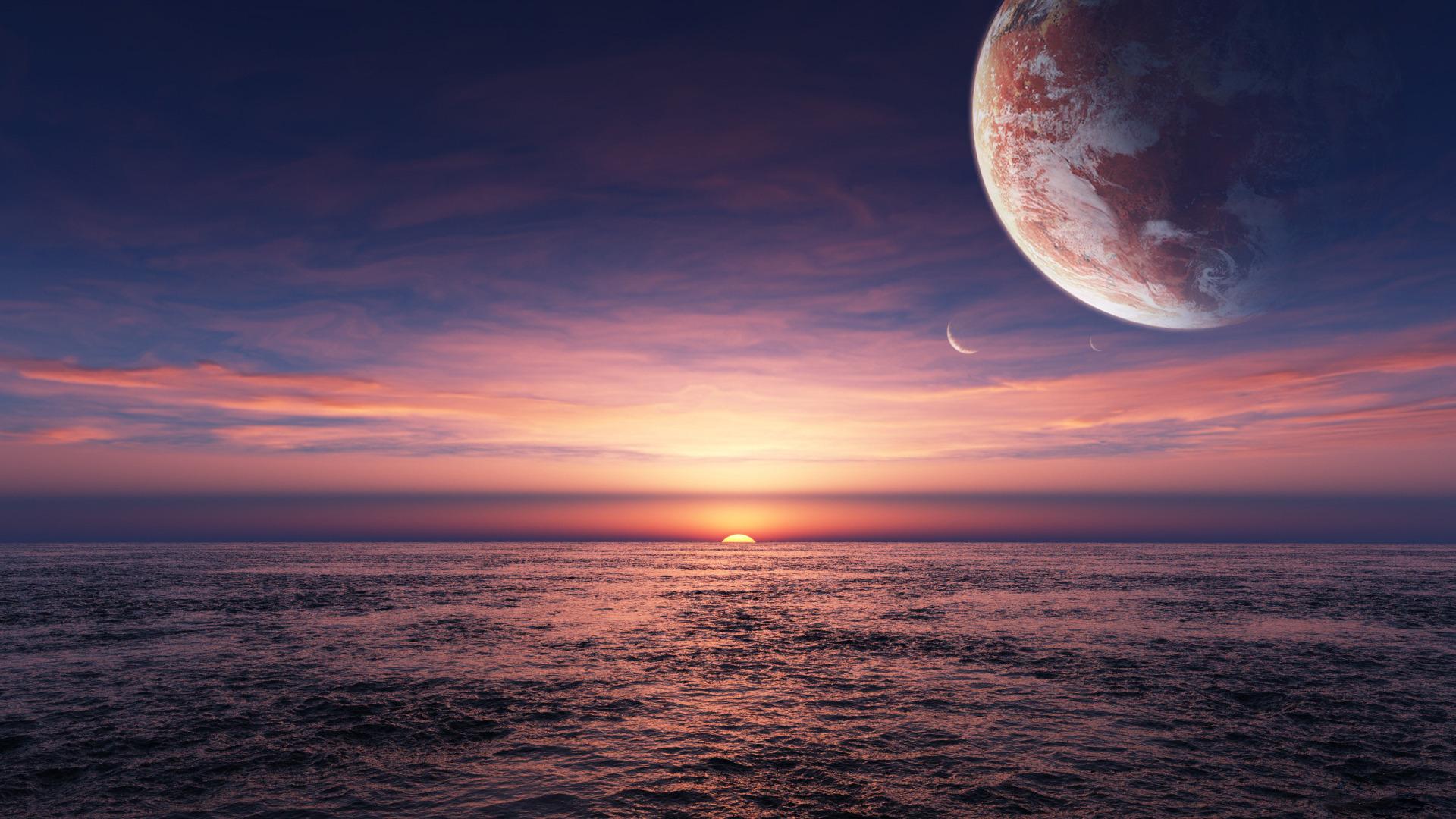 1920x1080 planet, space, sea Wallpaper, HD Space 4K Wallpaper, Image, Photo and Background