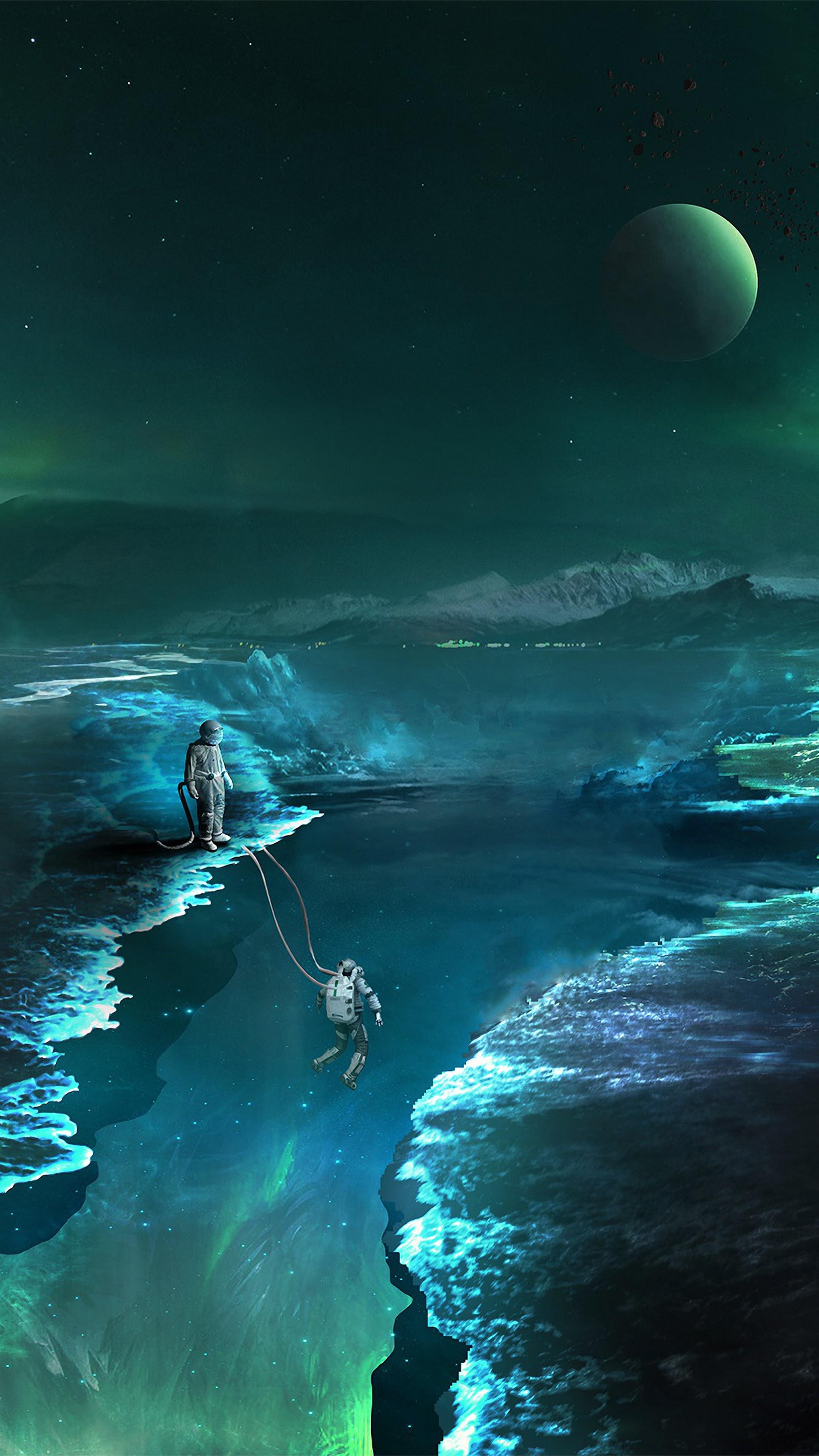 2160x3840 space wallpaper 4k, ocean, sea, sky, moon, atmosphere