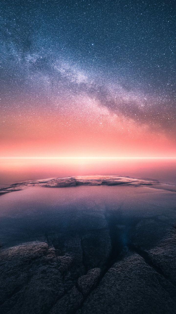 720x1280 Horizon, twilight, milky way, sky, sunset, clouds, 720x1280 wallpaper. Landscape wallpaper, Beautiful wallpaper, Nature wallpaper