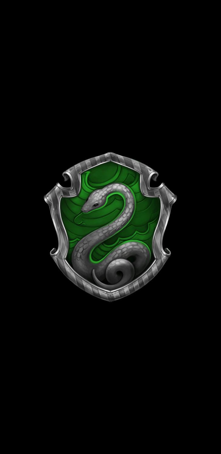 728x1496 Ravenclaw & Slytherin house crest AMOLED wallpaper for mobile phones [1440x2960]