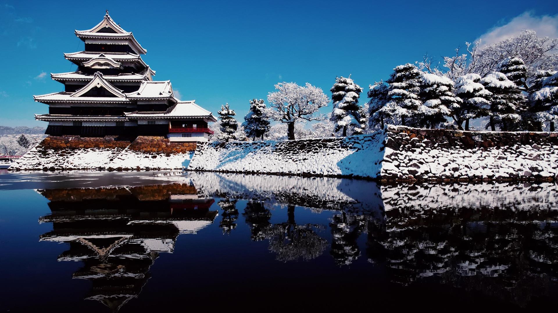 1920x1080 Free download Japan Attractions in winter snow temple lake reflection and blue sky [1920x1080] for your Desktop, Mobile & Tablet. Explore Winter Japan Wallpaper. Chinese Wallpaper, Oriental Wallpaper, Japanese Wallpaper