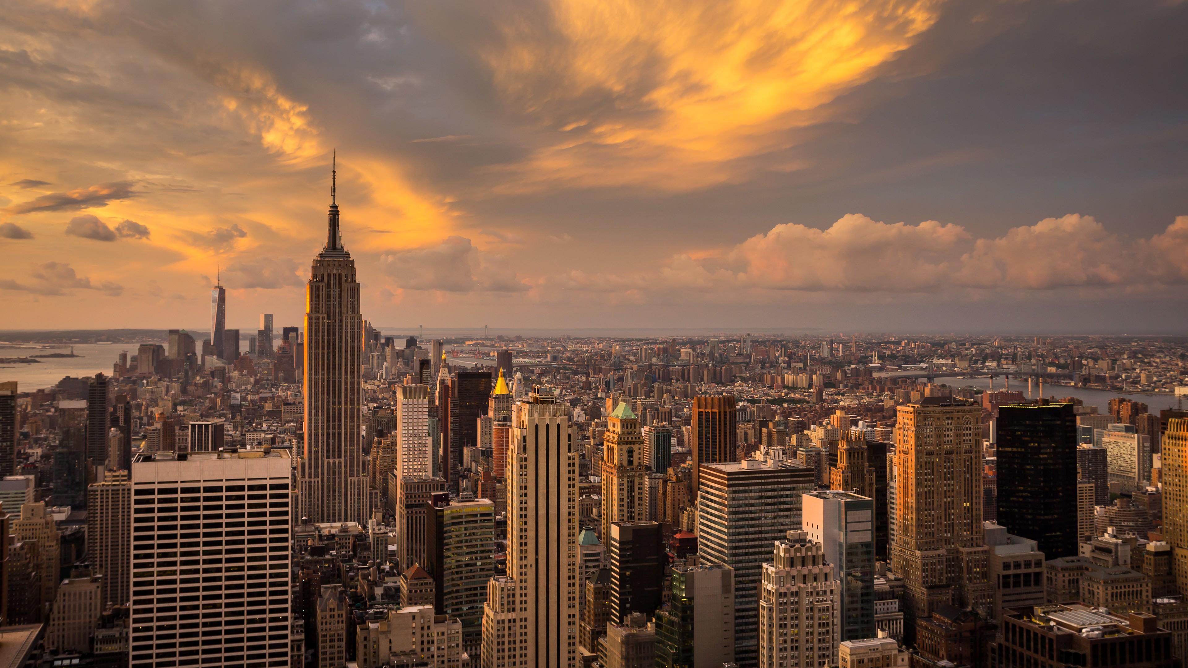3840x2160 landscape, Clouds, City, Manhattan, Sunset, New York City Wallpaper HD / Desktop and Mobile Background