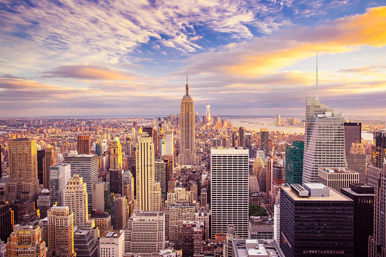 1280x853 Picture New York City USA Megapolis Sky Skyscrapers Clouds Cities