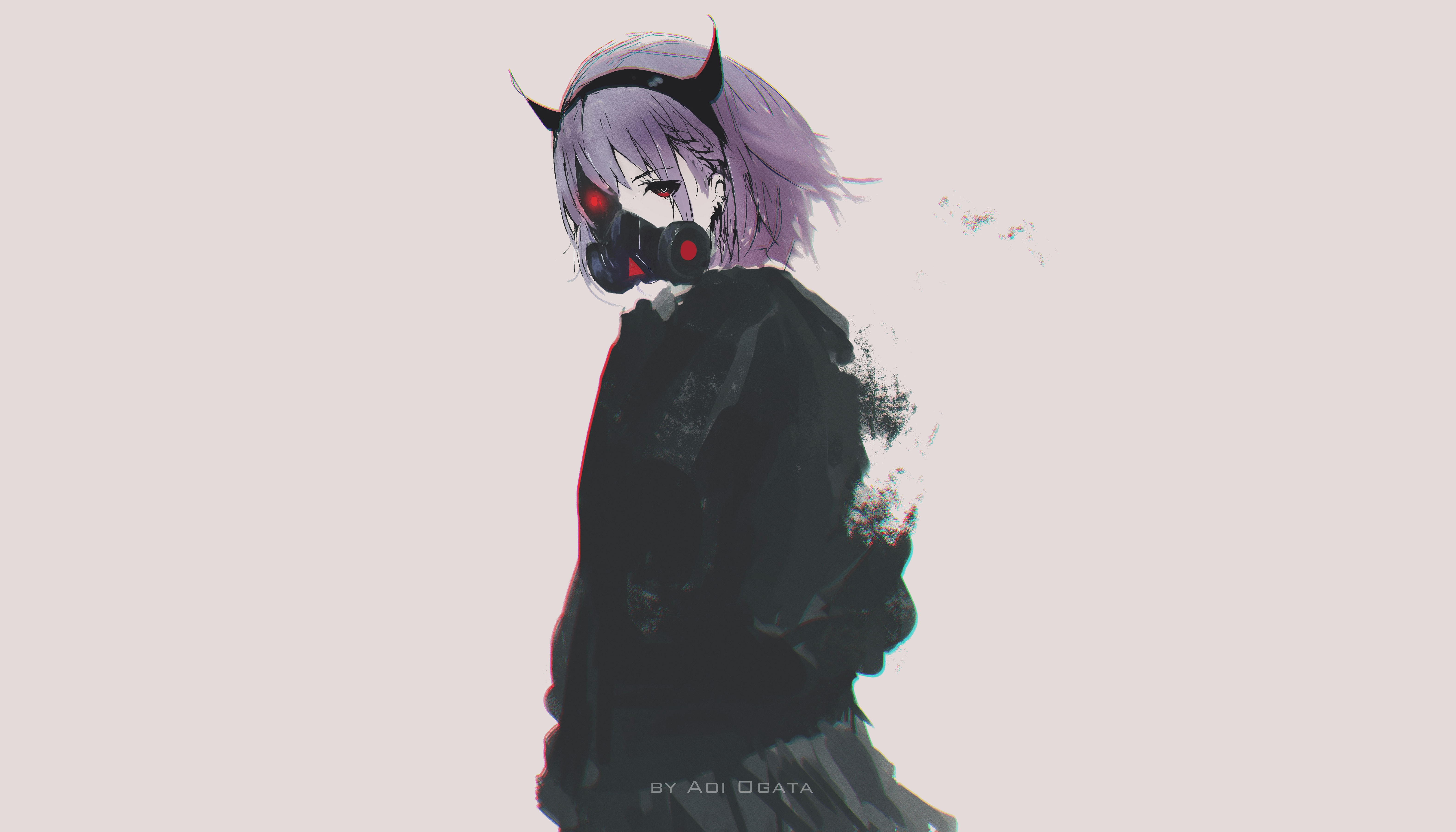 6300x3600 Anime Girl With Mask Wallpaper