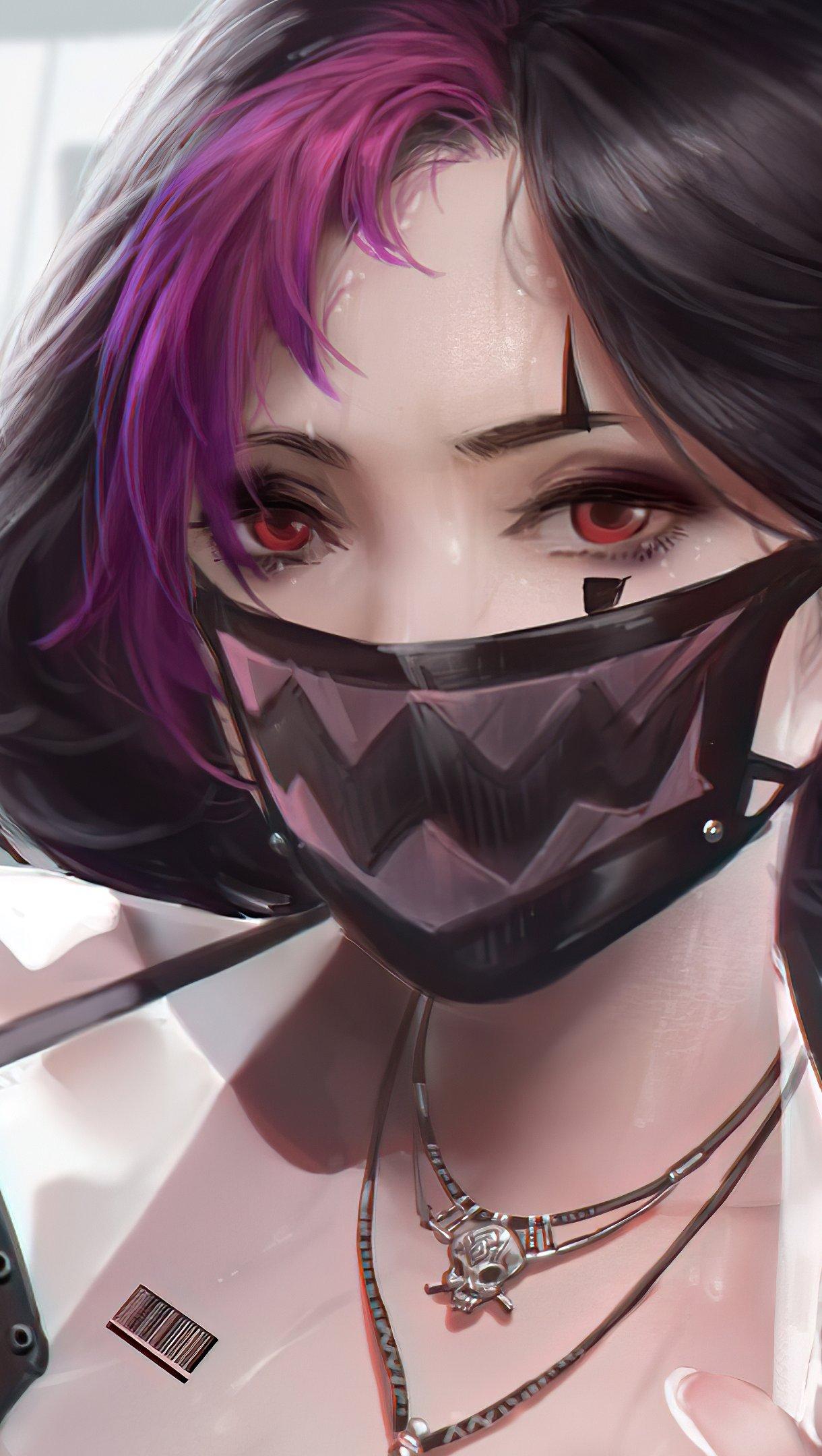 1220x2160 Anime Girl with mask Wallpaper 4k Ultra HD