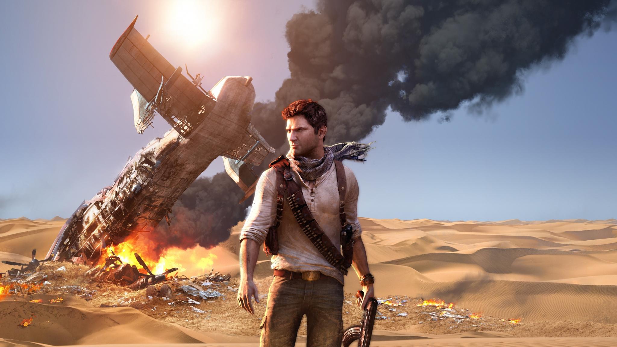 2048x1152 Download 2048x1152 wallpaper uncharted, main in desert, video game, ps dual wide, widescreen, 2048x1152 HD image, background, 14961