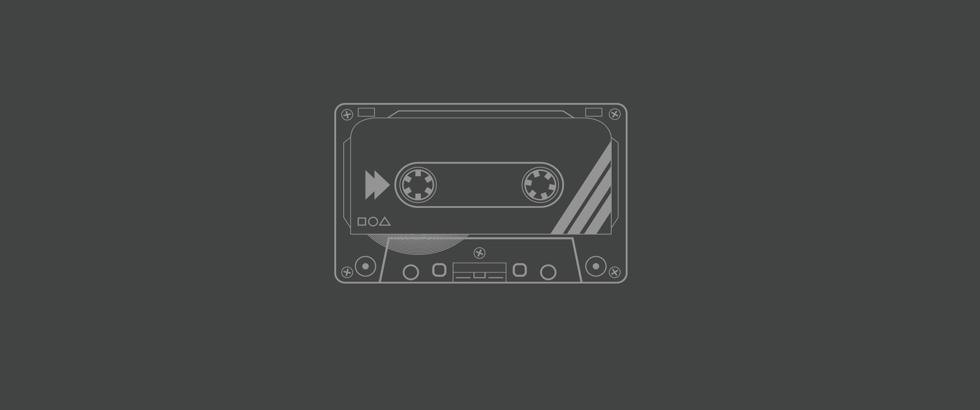 3440x1440 audio cassete simple background wallpaper