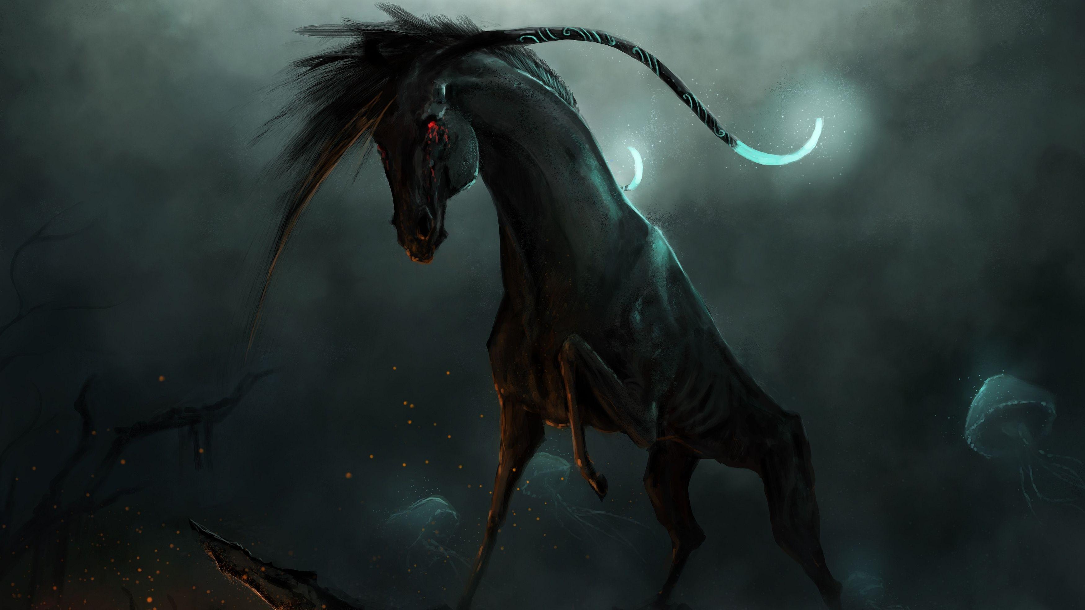 3500x1969 Creature Computer Wallpaper, Desktop Backgroundx1969. Demon horse, Horses, Fantasy creatures