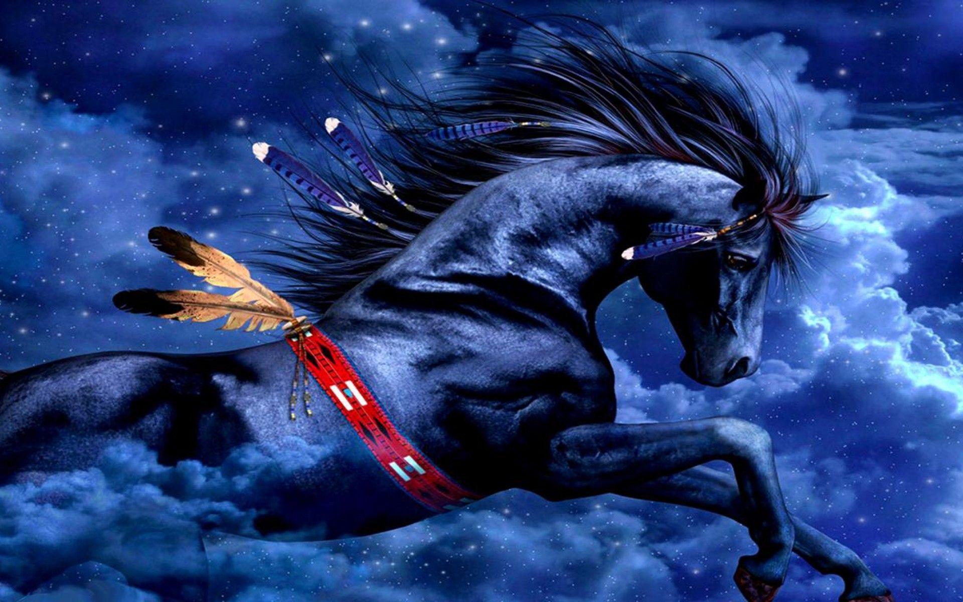1920x1200 Raven and Horse Wallpaper