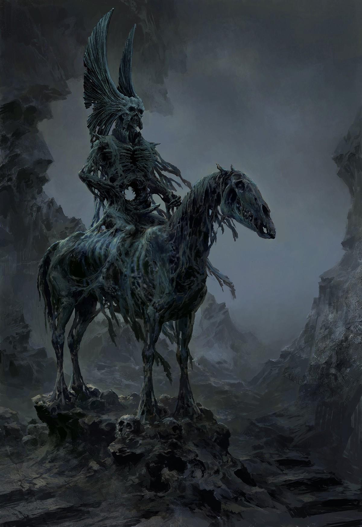 1200x1746 dead creepy fantasy art drawing death horse skull wallpaper