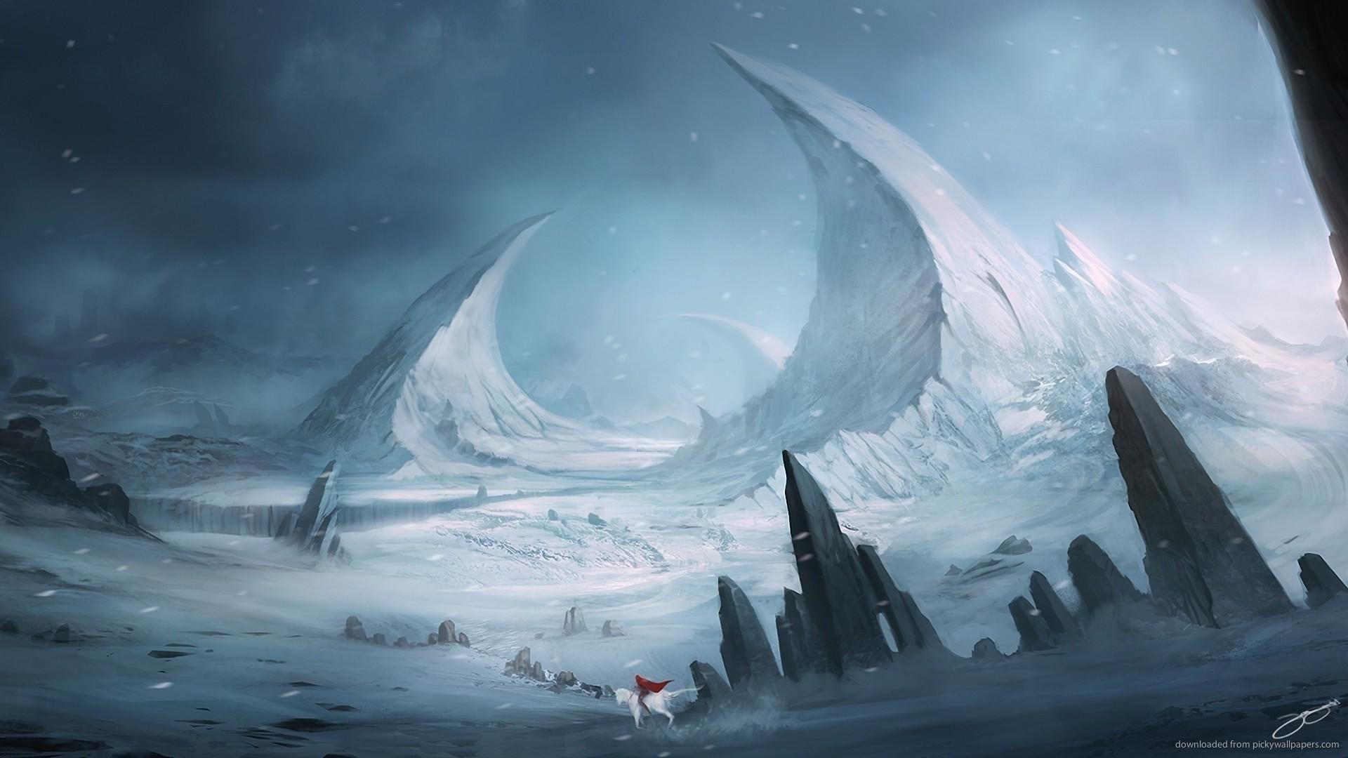 1920x1080 #men, #landscape, #ice, #winter, #nature, #horse, #fantasy art, wallpaper. Mocah HD Wallpaper