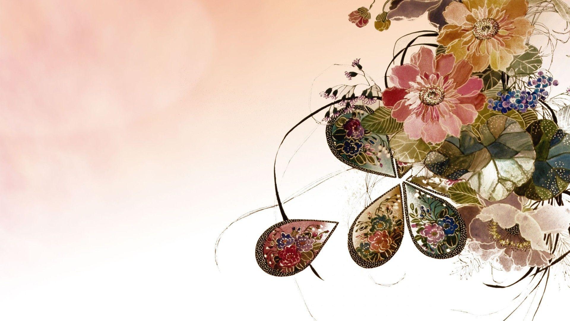 1920x1080 Đồ trang sức Trung Quốc Lá Hoa Phương Đông Tranh hoa Trưng bày Châu Á
