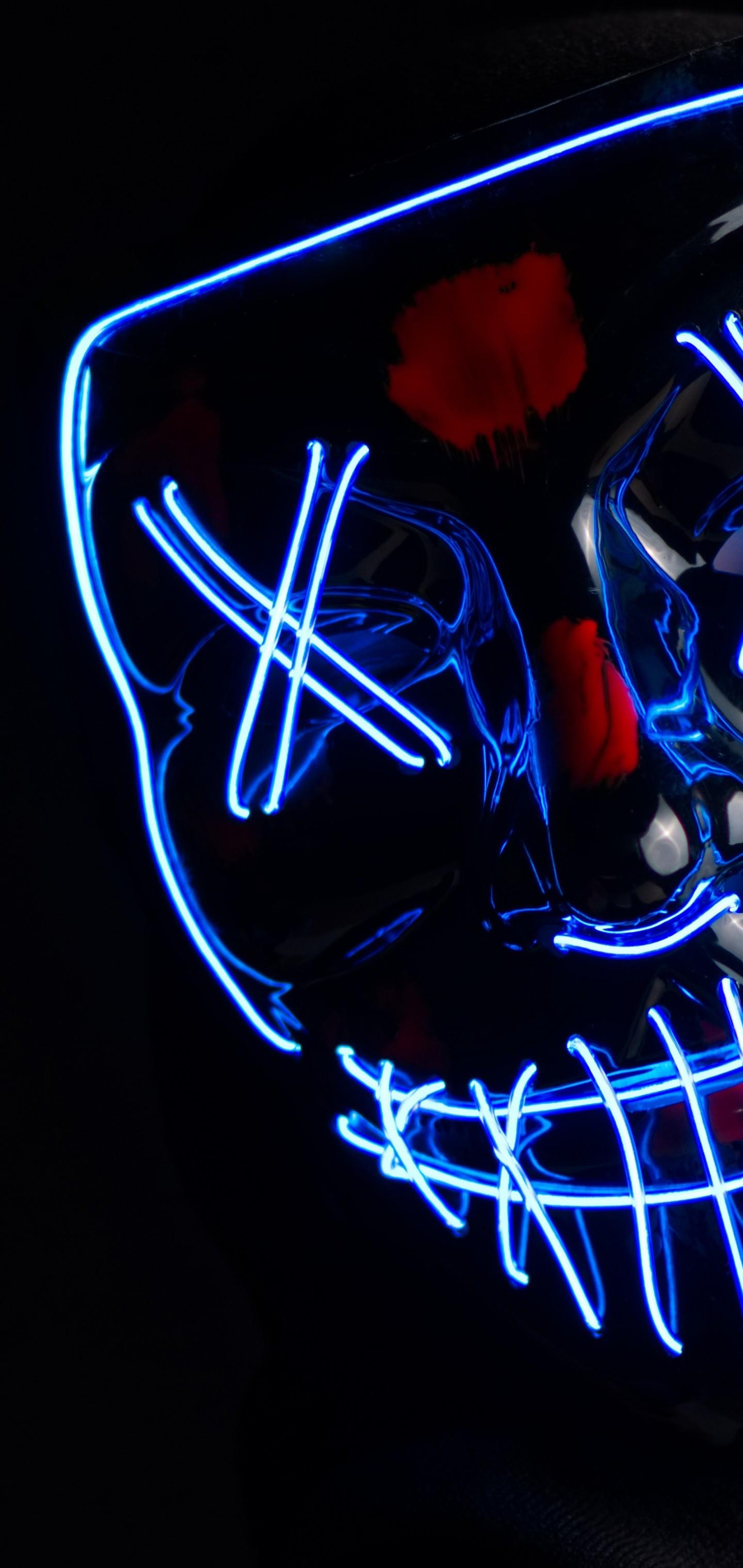 1440x3040 Download 1440x3040 Creepy Mask, Xx, Neon Light Wallpaper for Samsung Galaxy Note Plus & S10 Plus