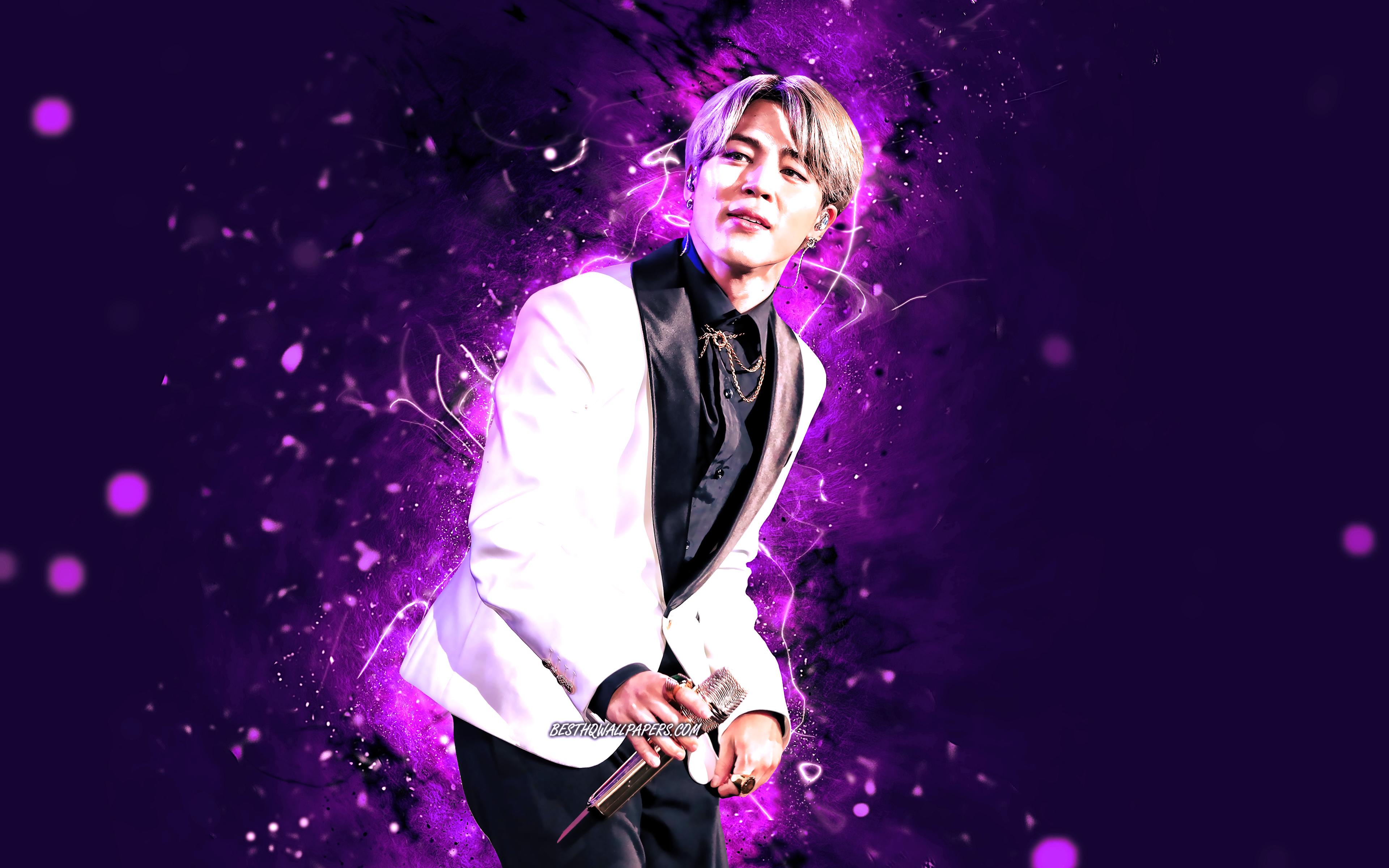 3840x2400 Download Wallpaper Jimin, 4k, BTS, Korean Band, Violet Neon Lights, Park Ji Min, Kpop, Korean Celebrity, Bangtan Boys, K Pop, Jimin BTS, Jimin 4K For Desktop With Resolution 3840x2400. High Quality HD Picture Wallpaper