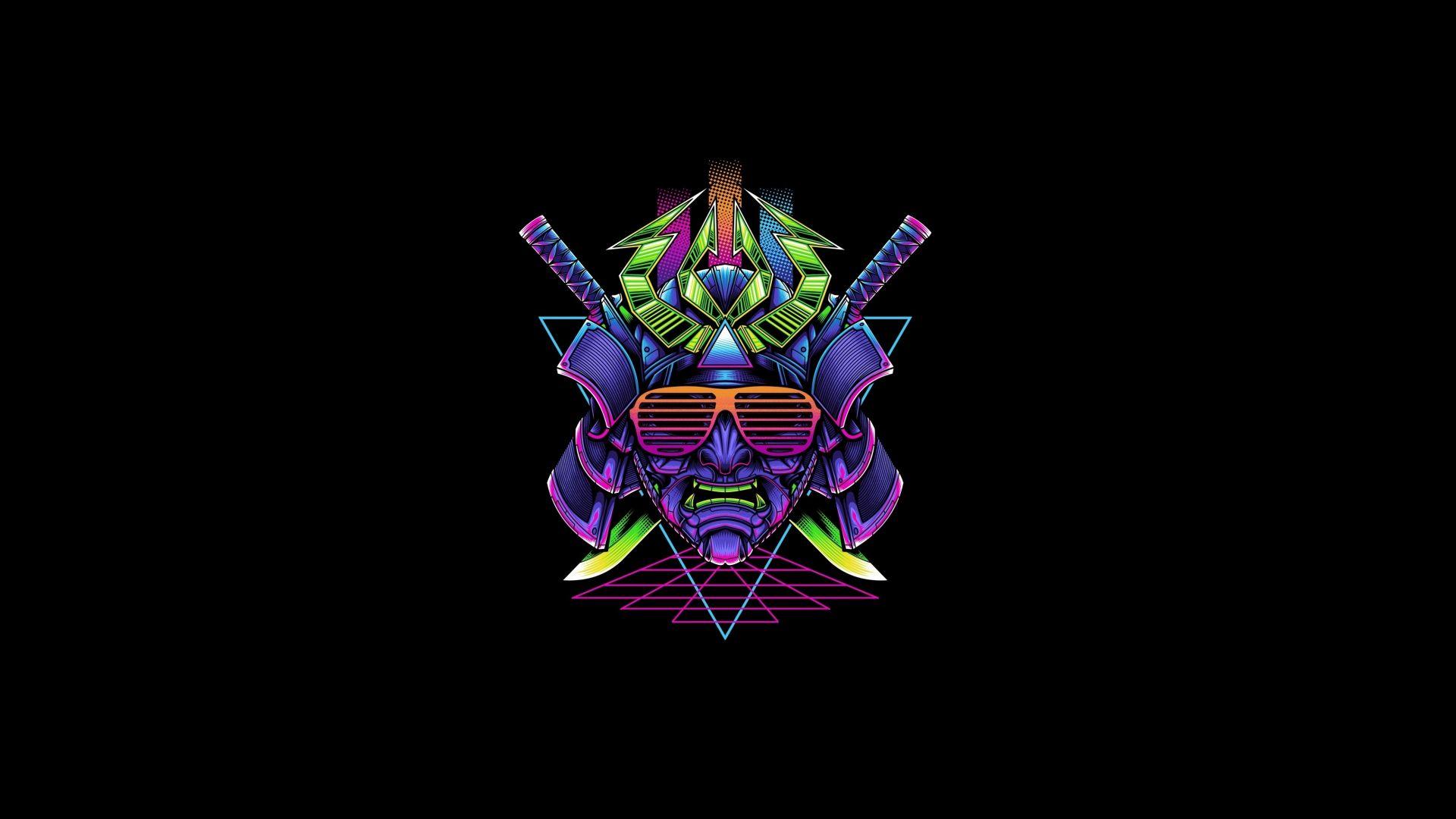 1920x1080 Desktop wallpaper samurai's face, minimal, dark, HD image, picture, background, 38c415