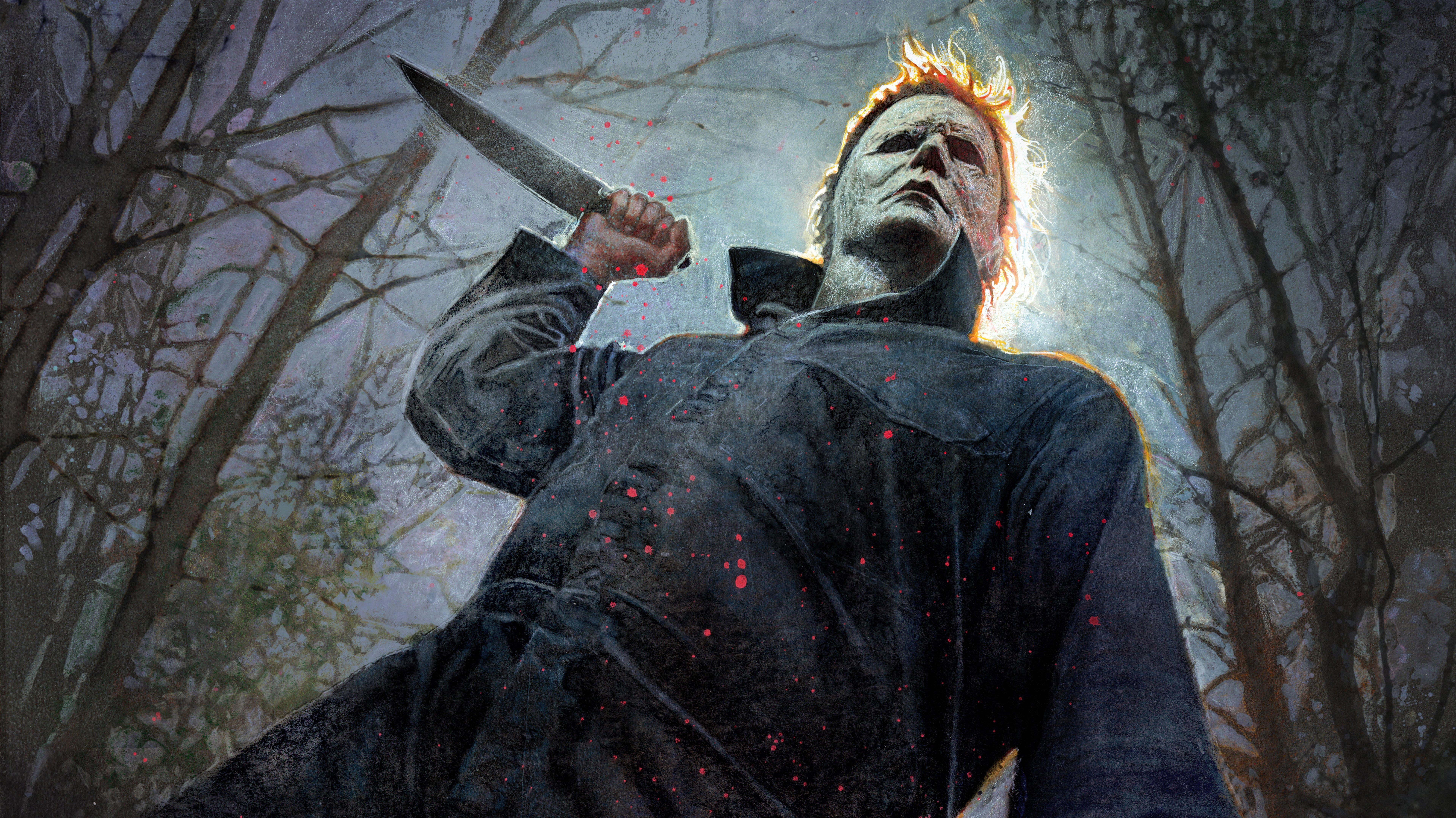 7680x4320 Halloween 2018 Movie Michael Myers Mask with Knife 8K