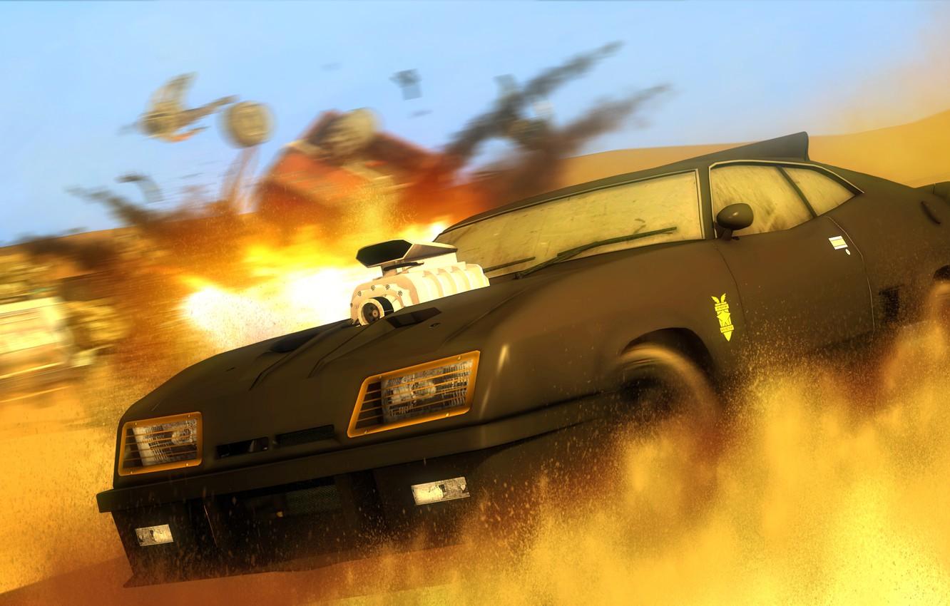 1332x850 Wallpaper desert, chase, car, Mad Max, Ford Falcon, V8 Interceptor image for desktop, section рендеринг