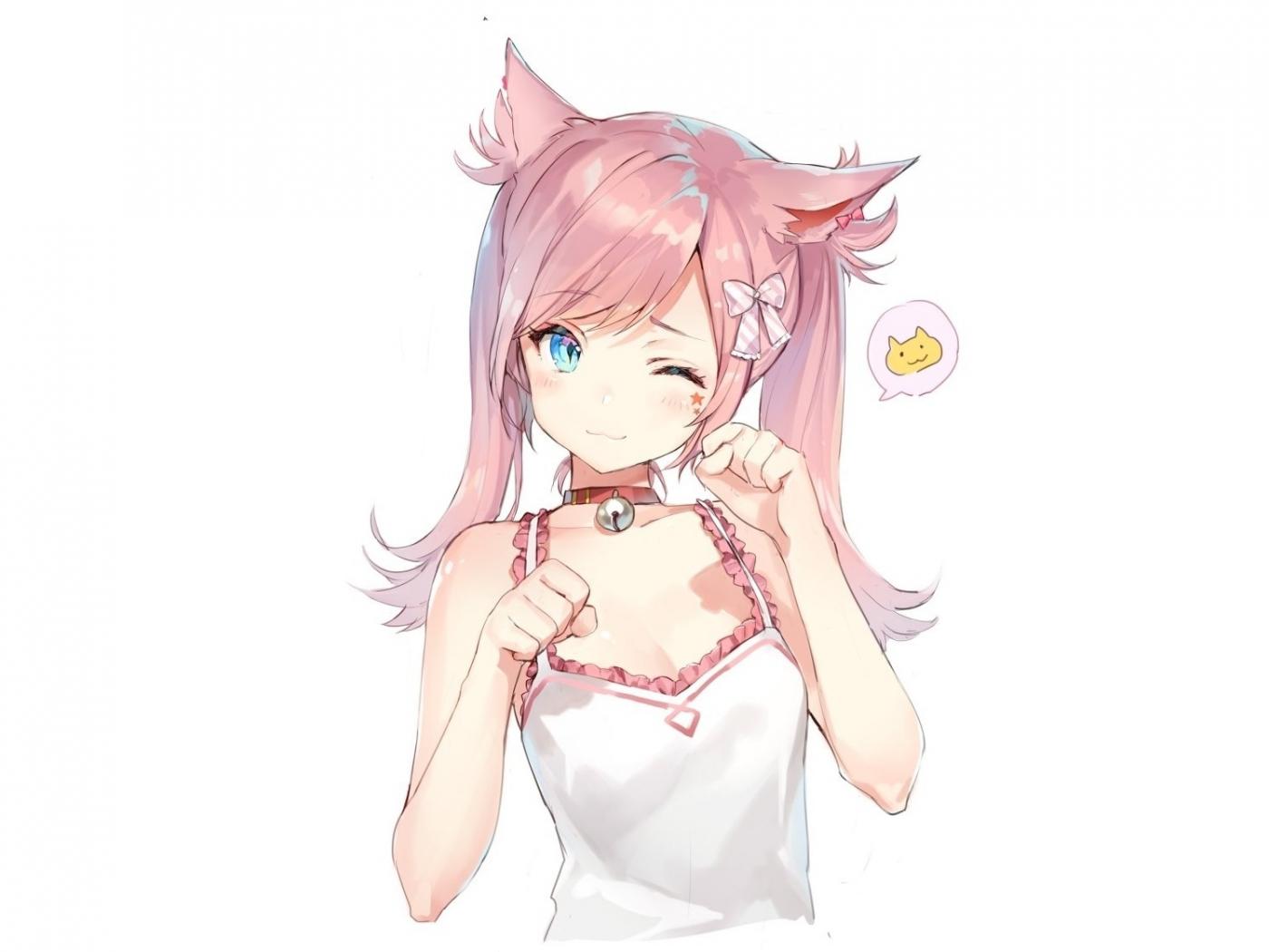1400x1050 Download 1400x1050 wallpaper wink, fox girl, cute, anime, elf, standard 4: fullscreen, 1400x1050 HD image, background, 6482