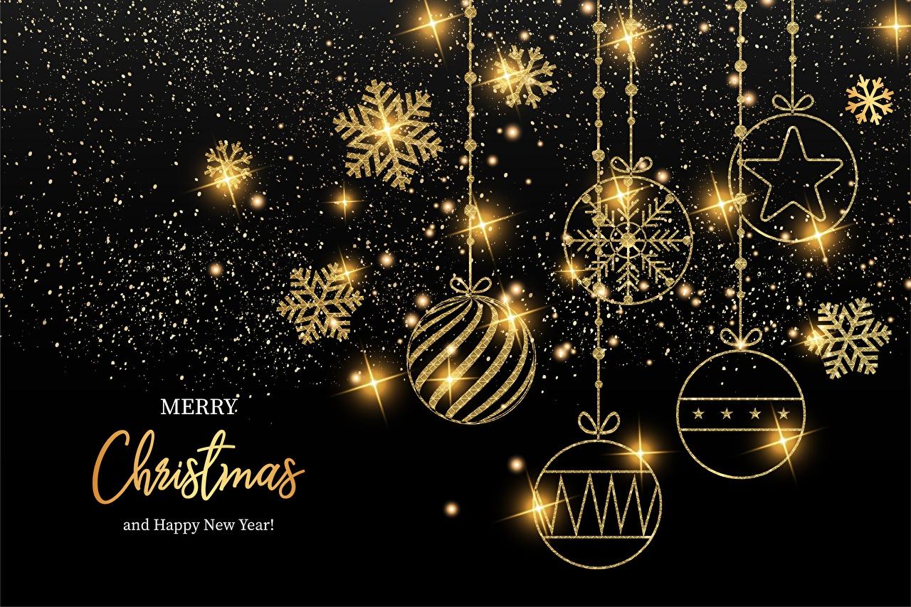 1280x853 Desktop Wallpaper New year English Snowflakes Gold color Word