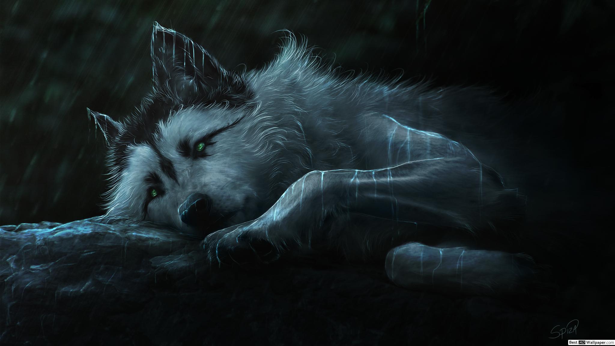 2048x1152 Painting of a Wolf HD wallpaper download