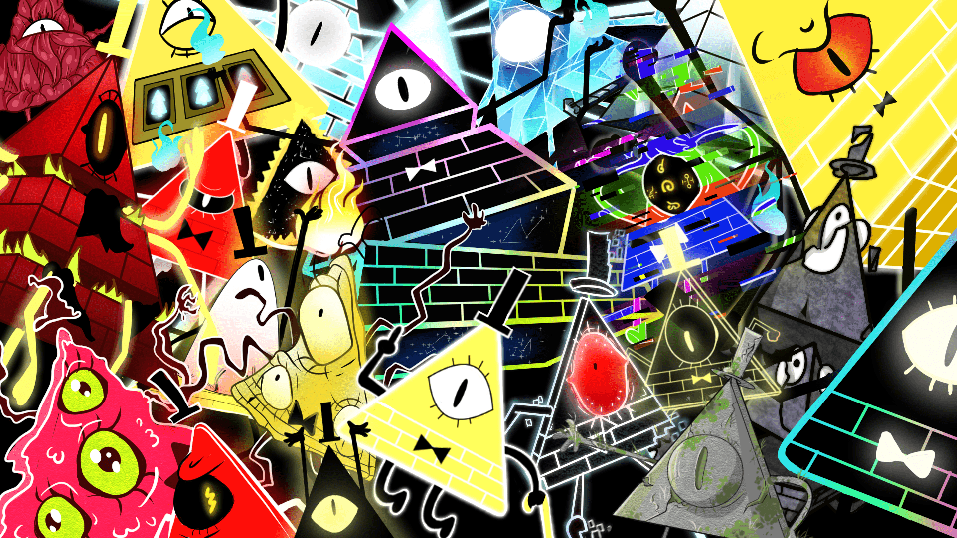 1920x1080 Bill Cipher all forms: gravityfalls