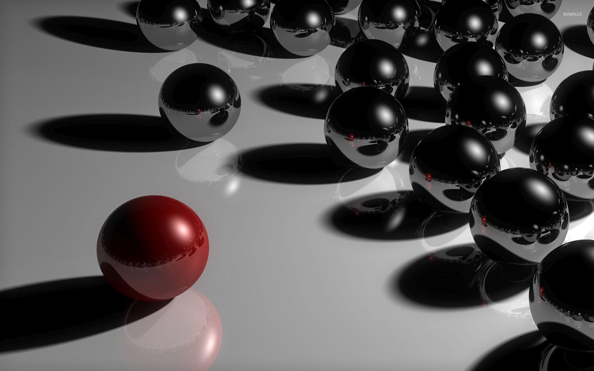 1920x1200 Red ball leading black metallic balls wallpaper wallpaper