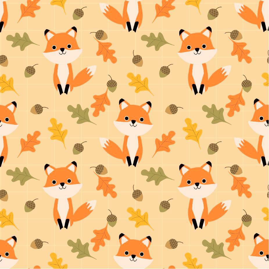 926x927 Premium Vector. Cute fox and autumn leaves seamless pattern