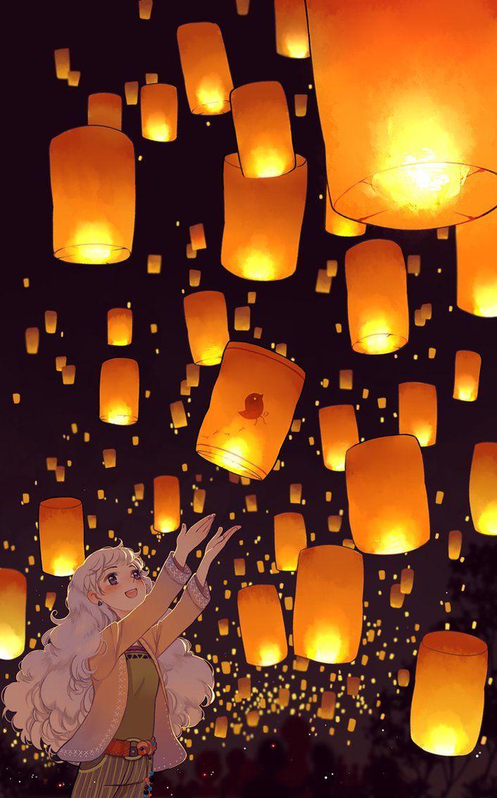 706x1133 Sky lanterns. Lantern illustration, Sky lanterns, Sky art