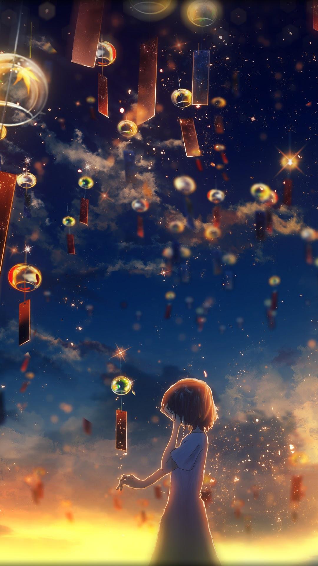 1080x1920 Anime, Girl, Crying, Sunset, Sky Lantern phone HD Wallpaper, Image, Background, Photo and Picture. Mocah HD Wallpaper
