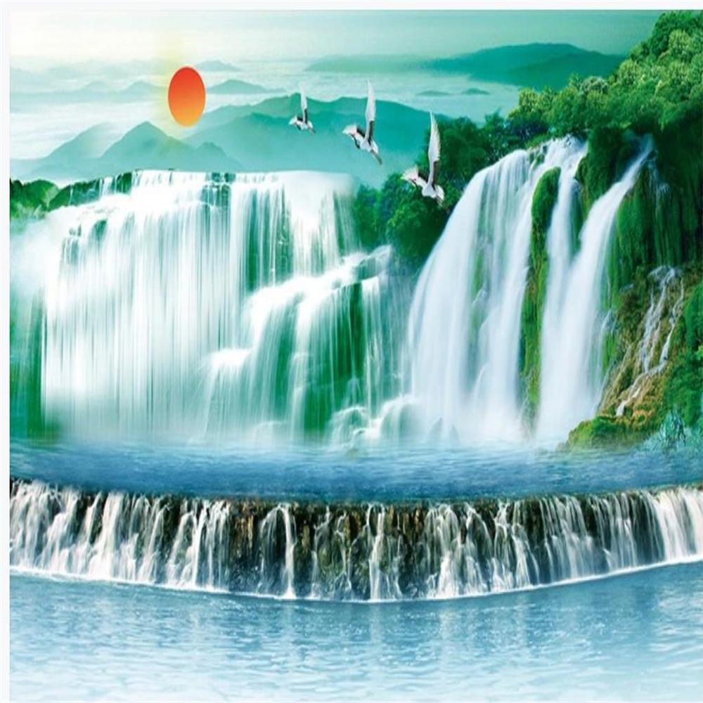1000x1000 Beautiful Scenery Wallpaper River Waterfall Wallpaper Flowing Water Background Wall Decorative Painting From Yiwuwallpaper, $17.09
