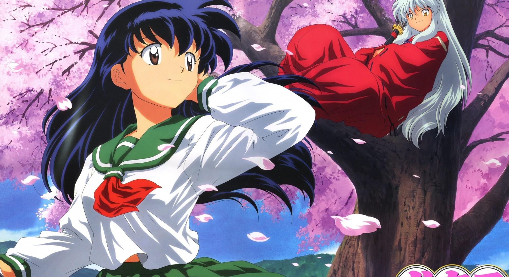 1980x1080 Download 1980x1080 Inuyasha, Higurashi Kagome, Sakura Tree, Japanese Outfit Wallpaper