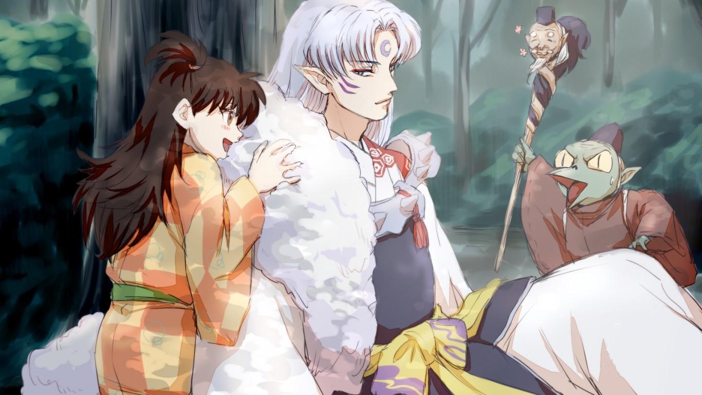 1366x768 Download 1366x768 Sesshomaru, Inuyasha, Jaken, Rin Wallpaper for Laptop, Notebook