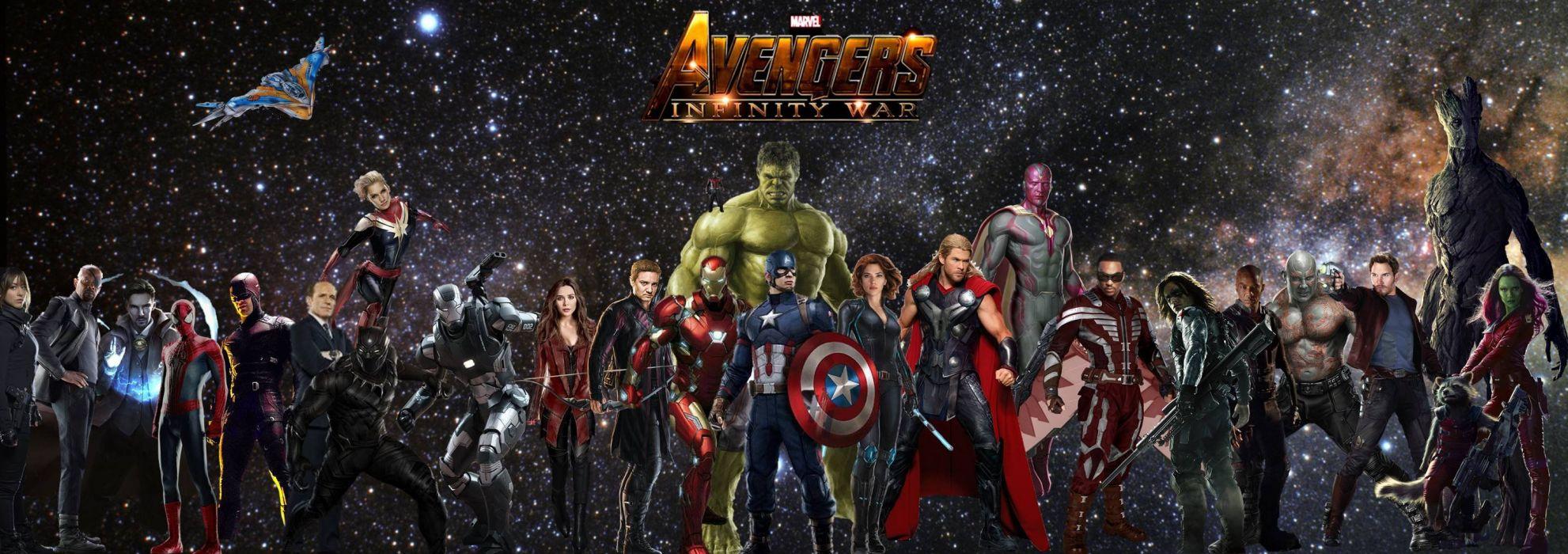 1982x700 AVENGERS INFINITY WAR marvel superhero action fighting warrior sci