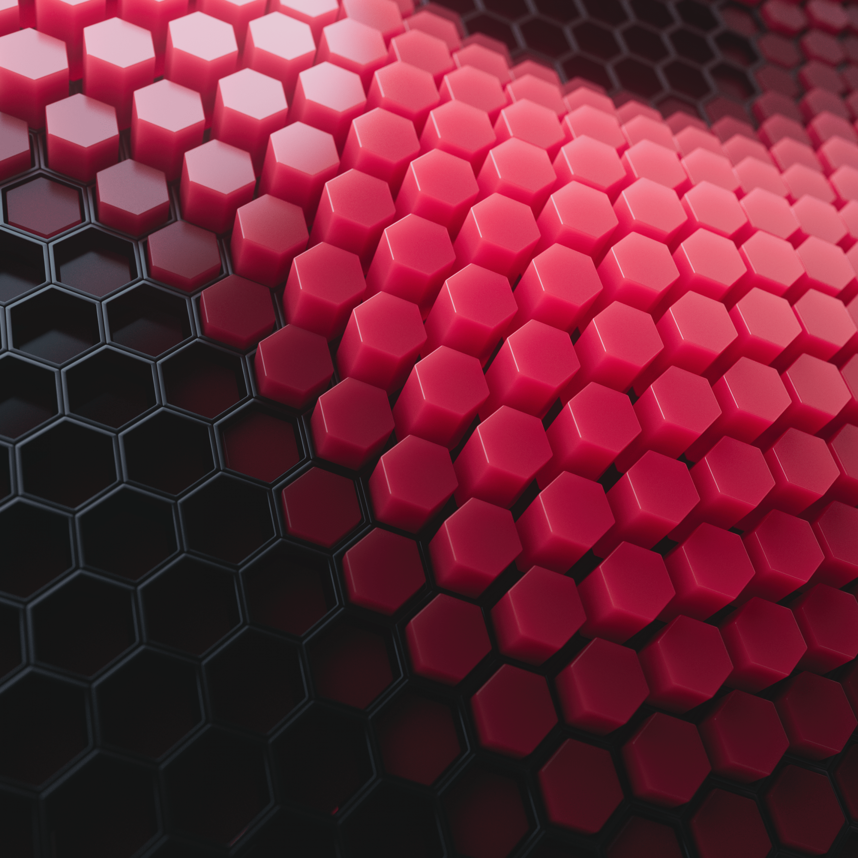 2732x2732 Hexagons Wallpaper 4K, Patterns, Red background, Red blocks, Abstract