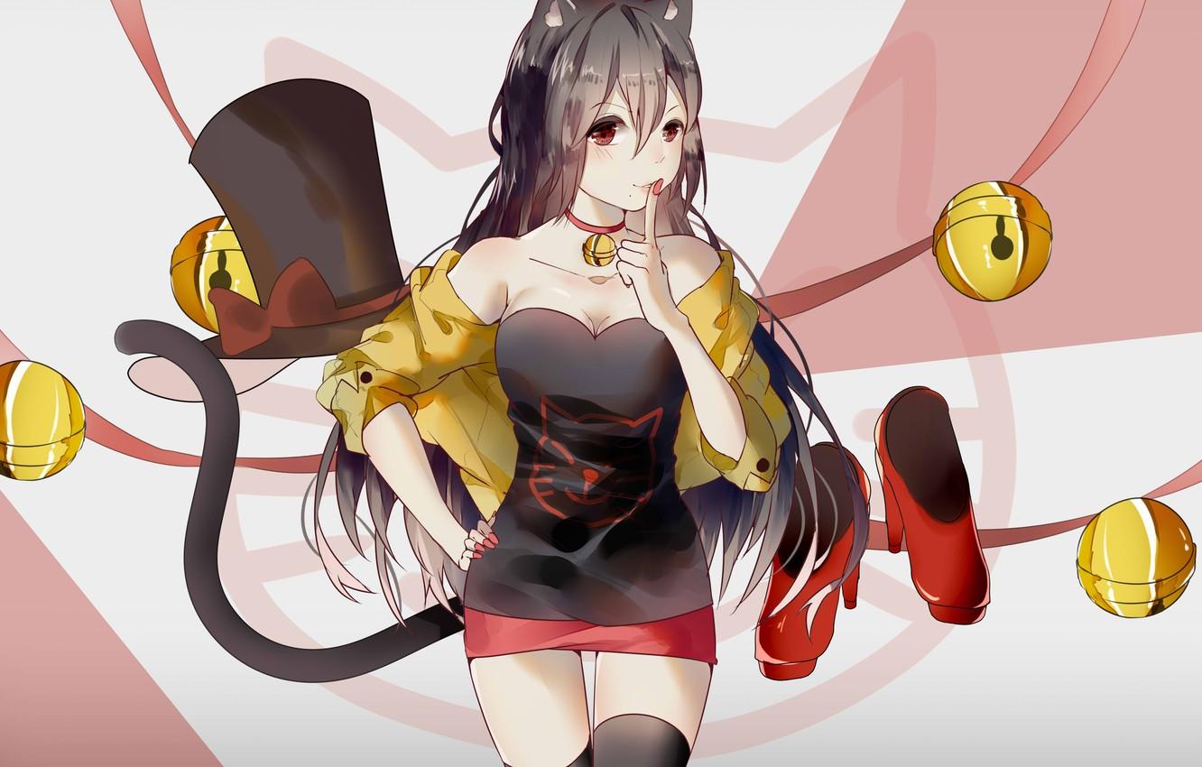 1332x850 Wallpaper kawaii, nothing, anime, catgirl, cat, tail, bishojo, seifuku, japonese, nekogirl image for desktop, section прочее