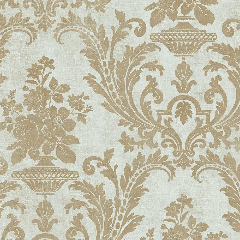 1000x1000 Norwall SD36155 Sari with Texture Prepasted Wallpaper, Light Green, Gold