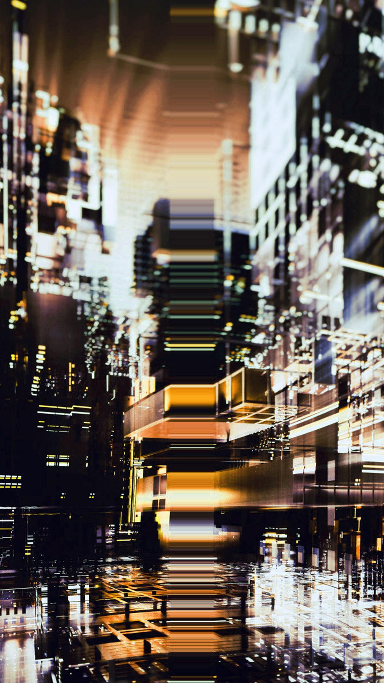 1242x2208 iPhone 6 wallpaper. digital city yellow light abstract art black