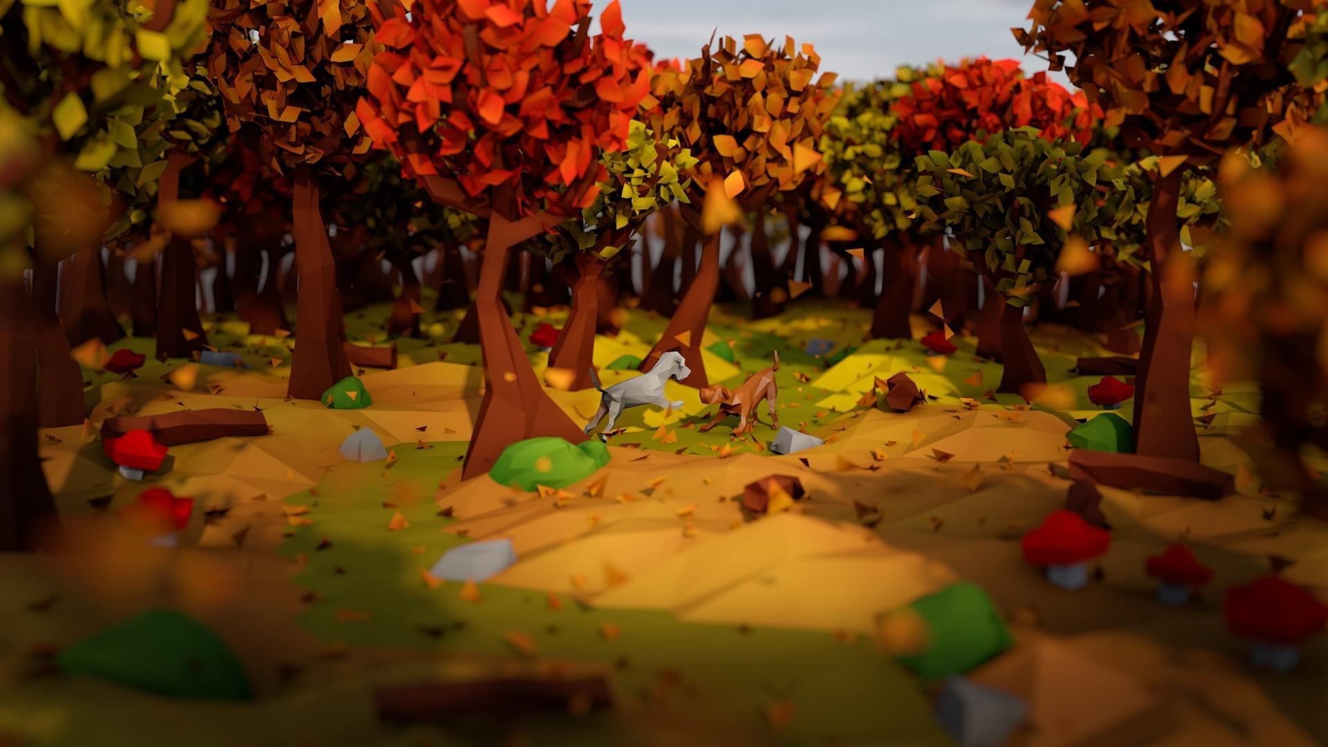 1920x1080 1920x1080 artwork digital art low poly nature forest trees dog animals wallpaper JPG 304 kB