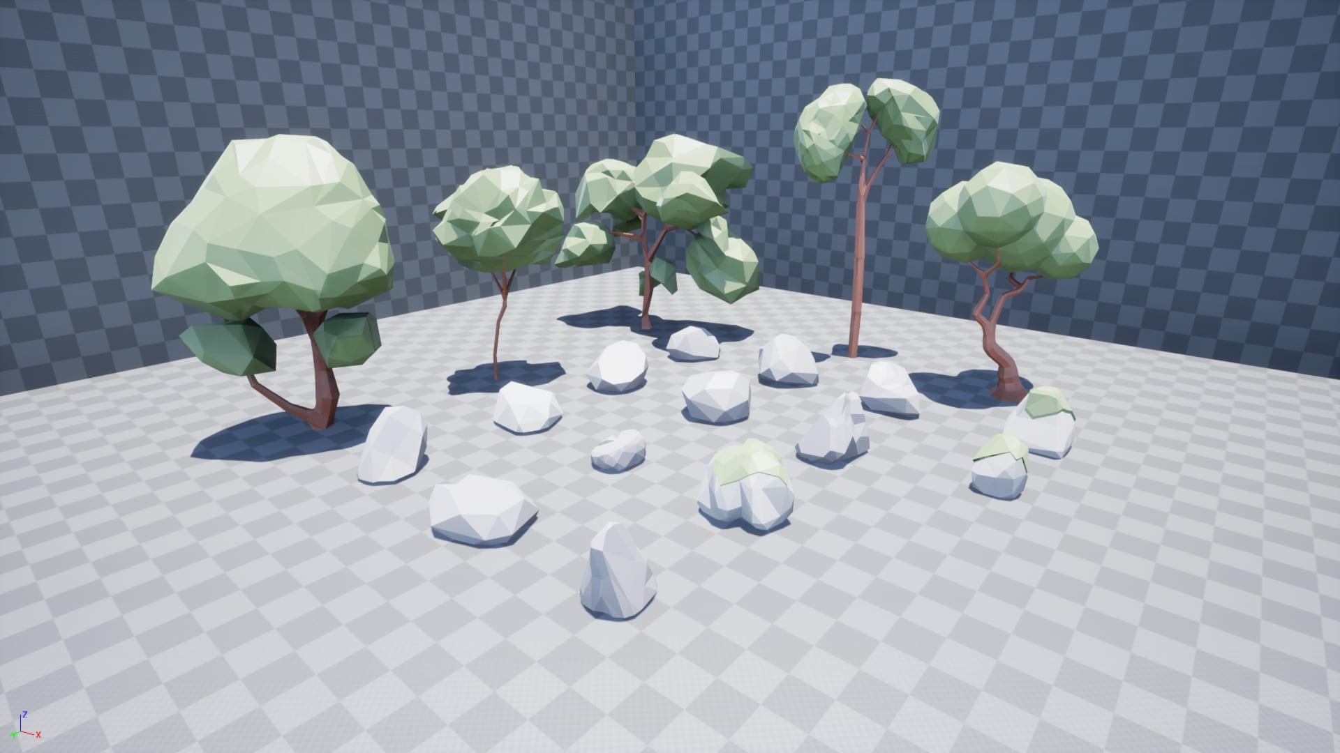 1920x1080 Low Poly Trees Pack in Props