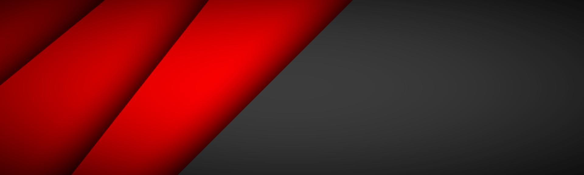 1920x576 Red overlap paper layers header with black blank space for your text Modern material design banner Vector illustration corporate template background