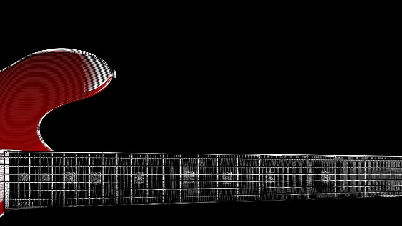 1366x768 Guitars Banner Black Background