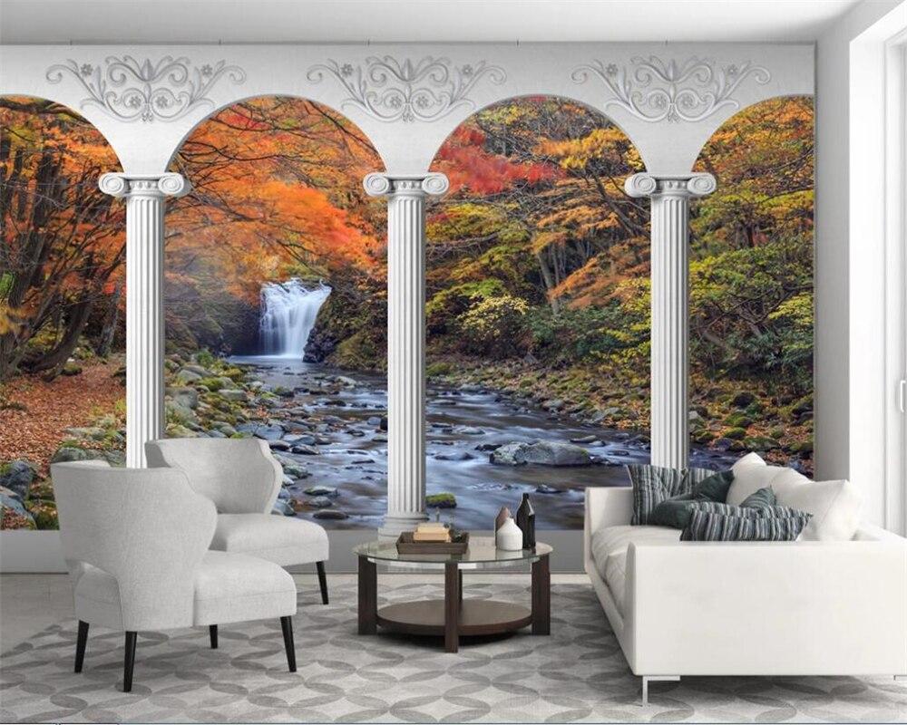 1000x800 beibehang behang European garden balcony waterfall landscape 3D wallpaper background wall behangWall sticker wallpaper 3D mural. Wallpaper