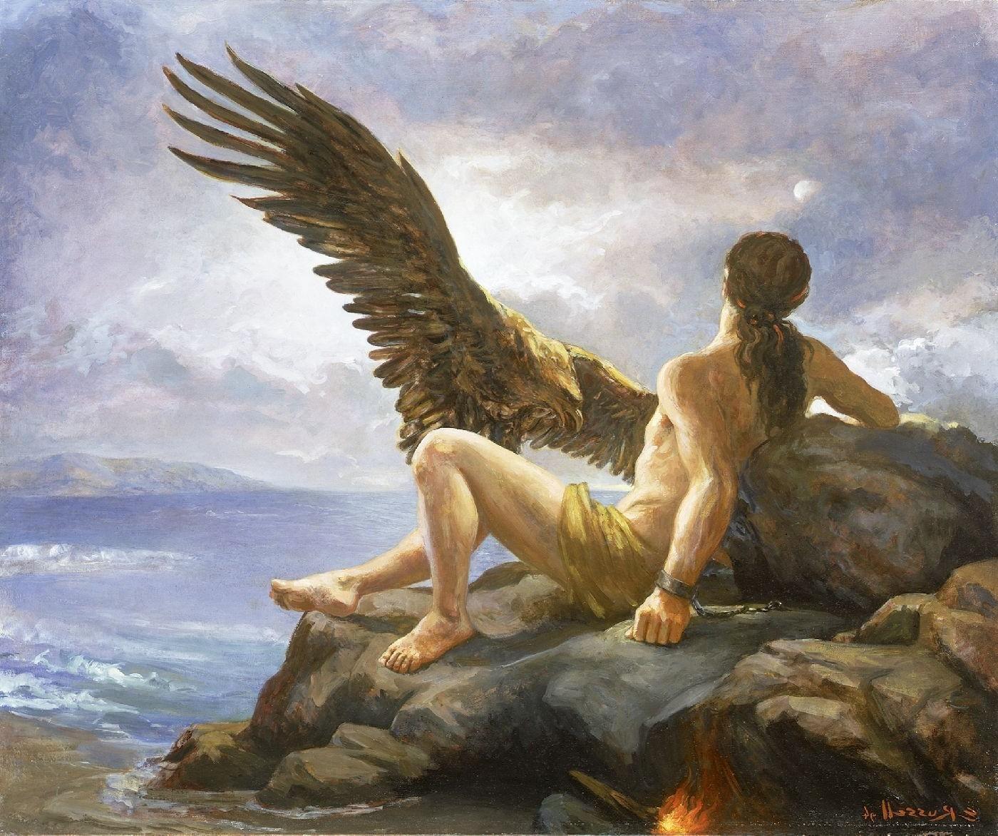 1400x1172 prometheus mythology eagle fire beach birds gods mythology wallpaper