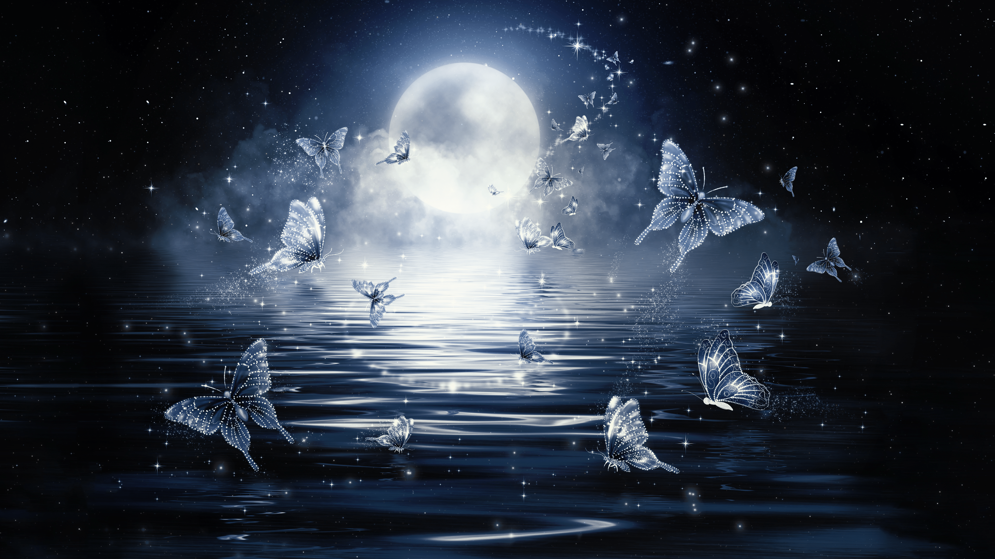 3840x2160 moon wallpaper download, water, light, darkness, sky, atmosphere