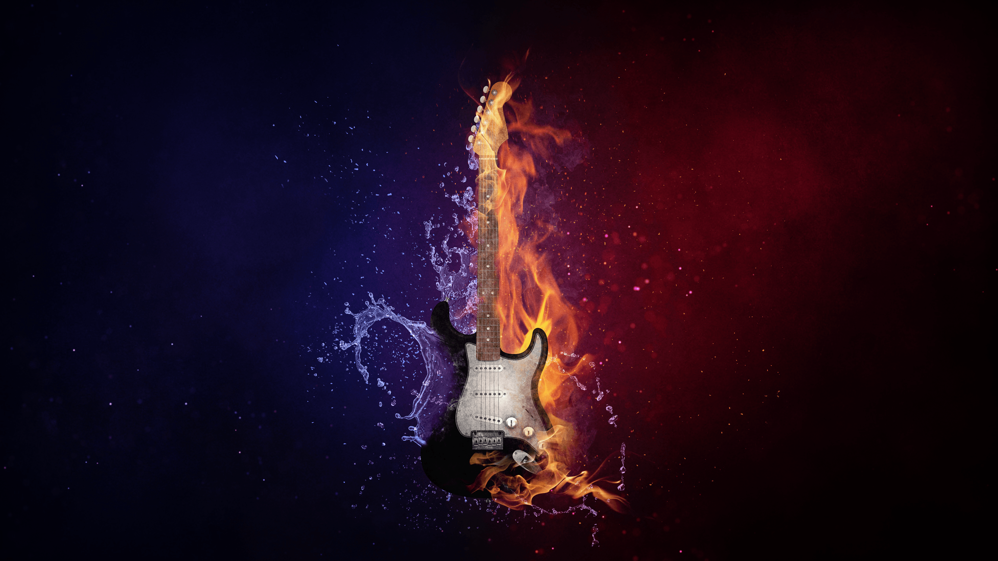 3840x2160 Download Free HD Flaming Guitar Desktop Wallpaper In 4K .0179