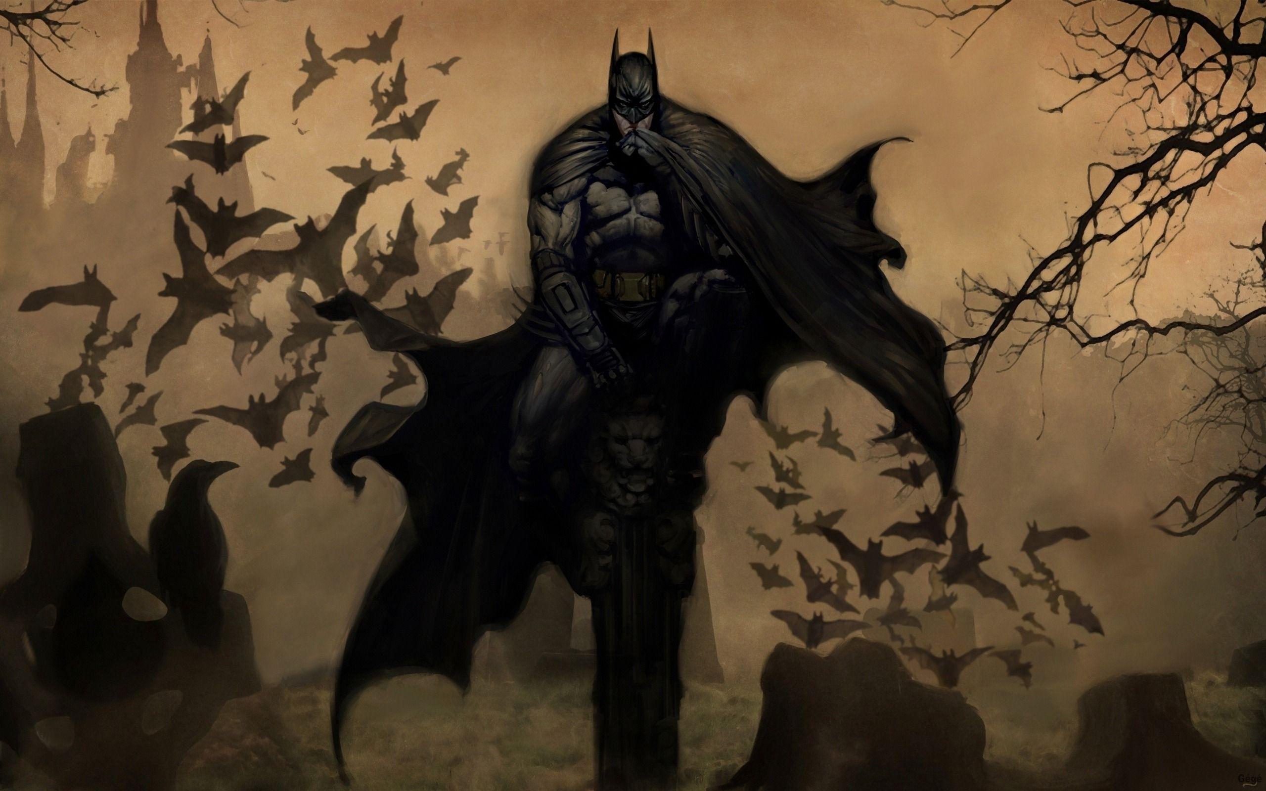 2560x1600 batman arkham city concept. HD Wallpaper. Batman painting, Batman art, Batman drawing